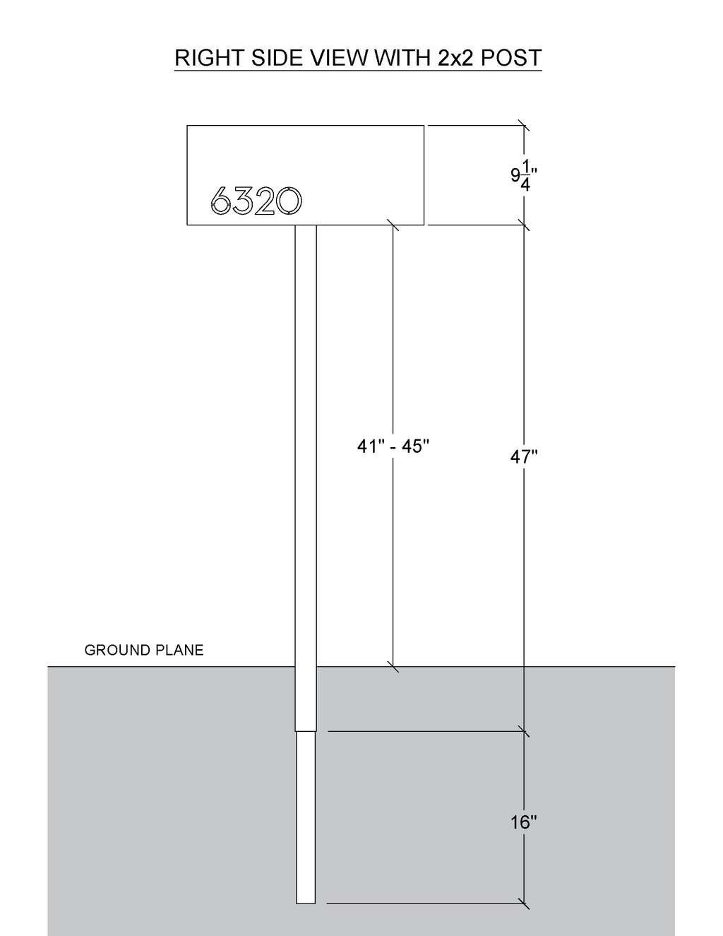 2" Slim Modern Mailbox Post