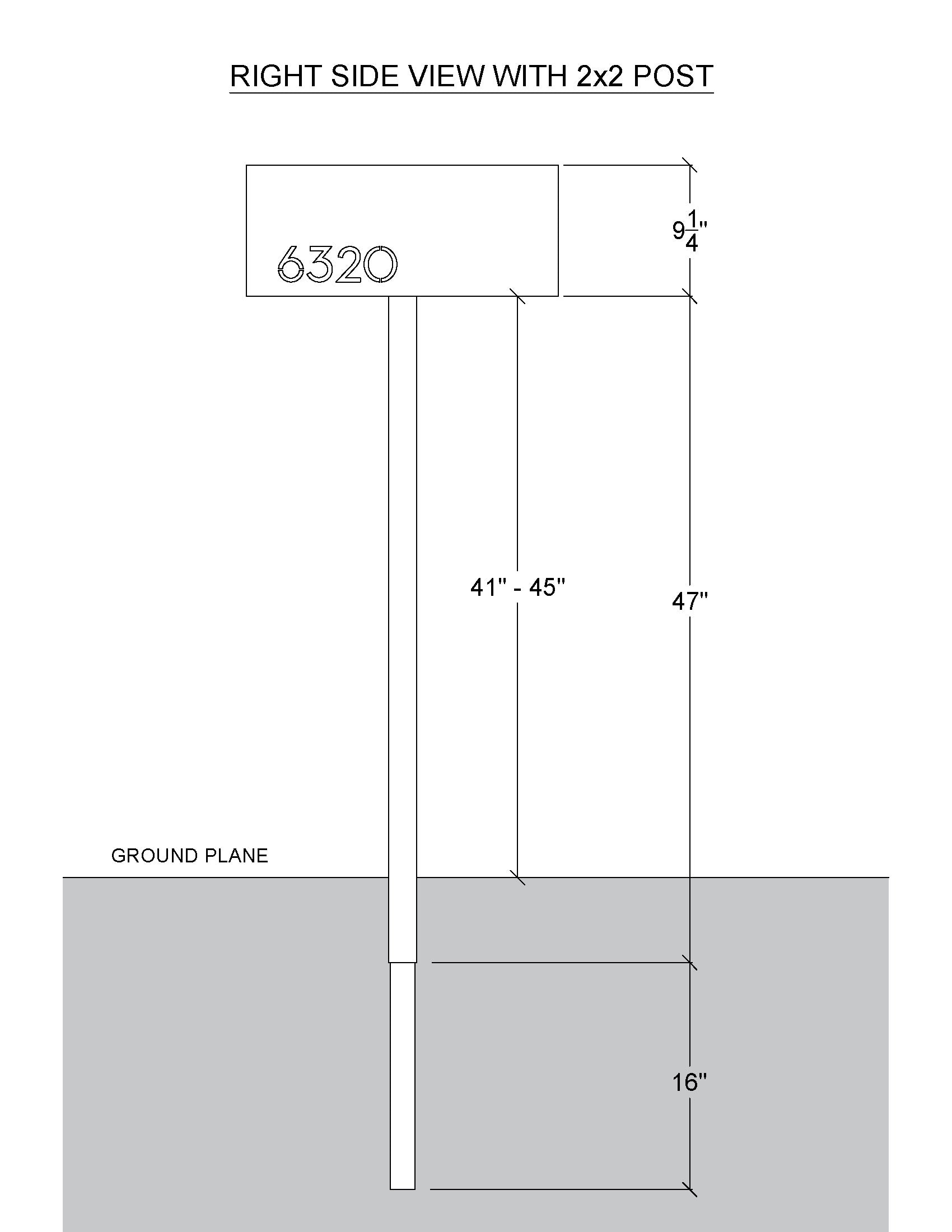 2" Slim Modern Mailbox Post
