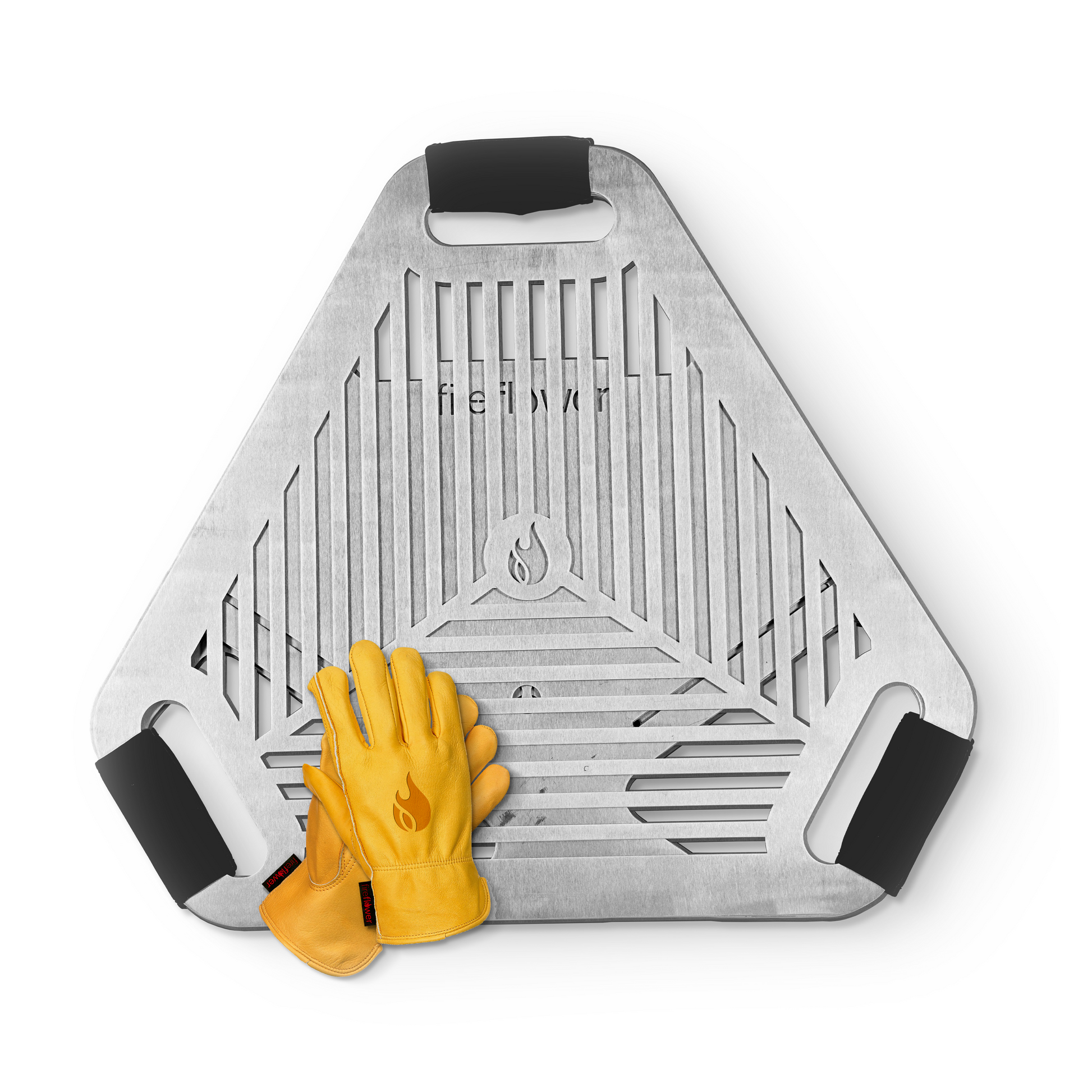 Fireflower Original firepit comes with safety handles and gloves