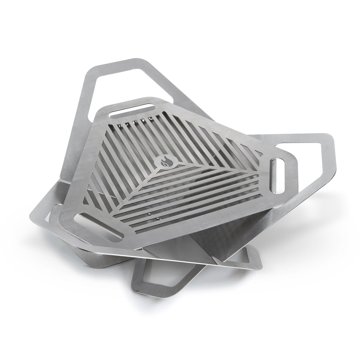 Fireflower Original firepit shown with grill accessory