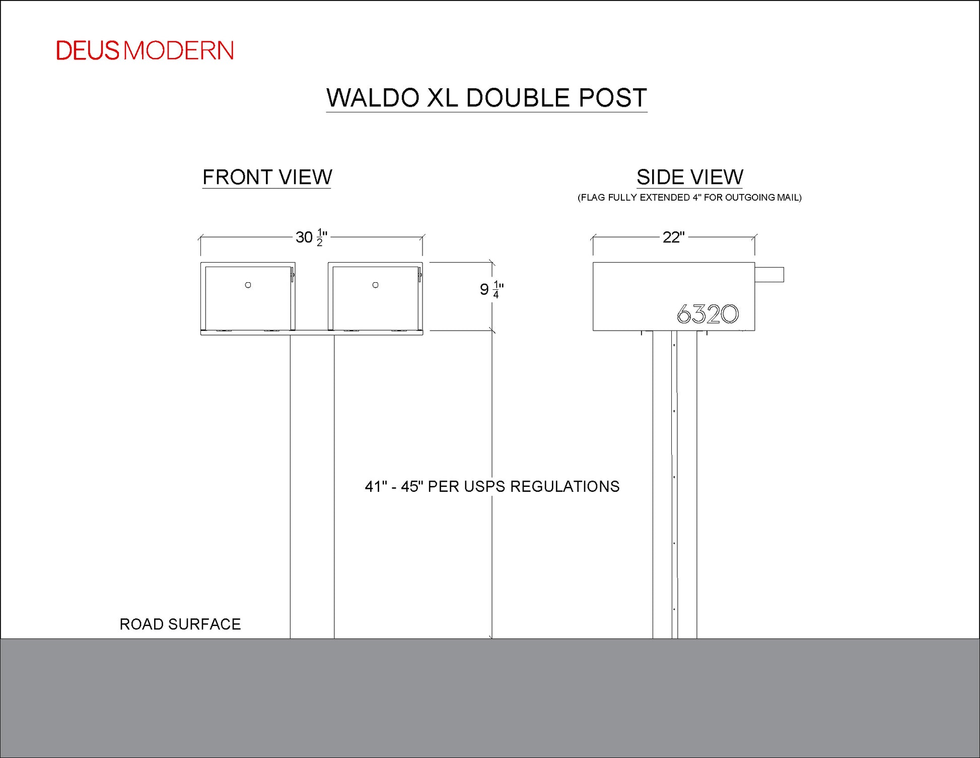 Double Mounting Bracket for Modern Mailbox