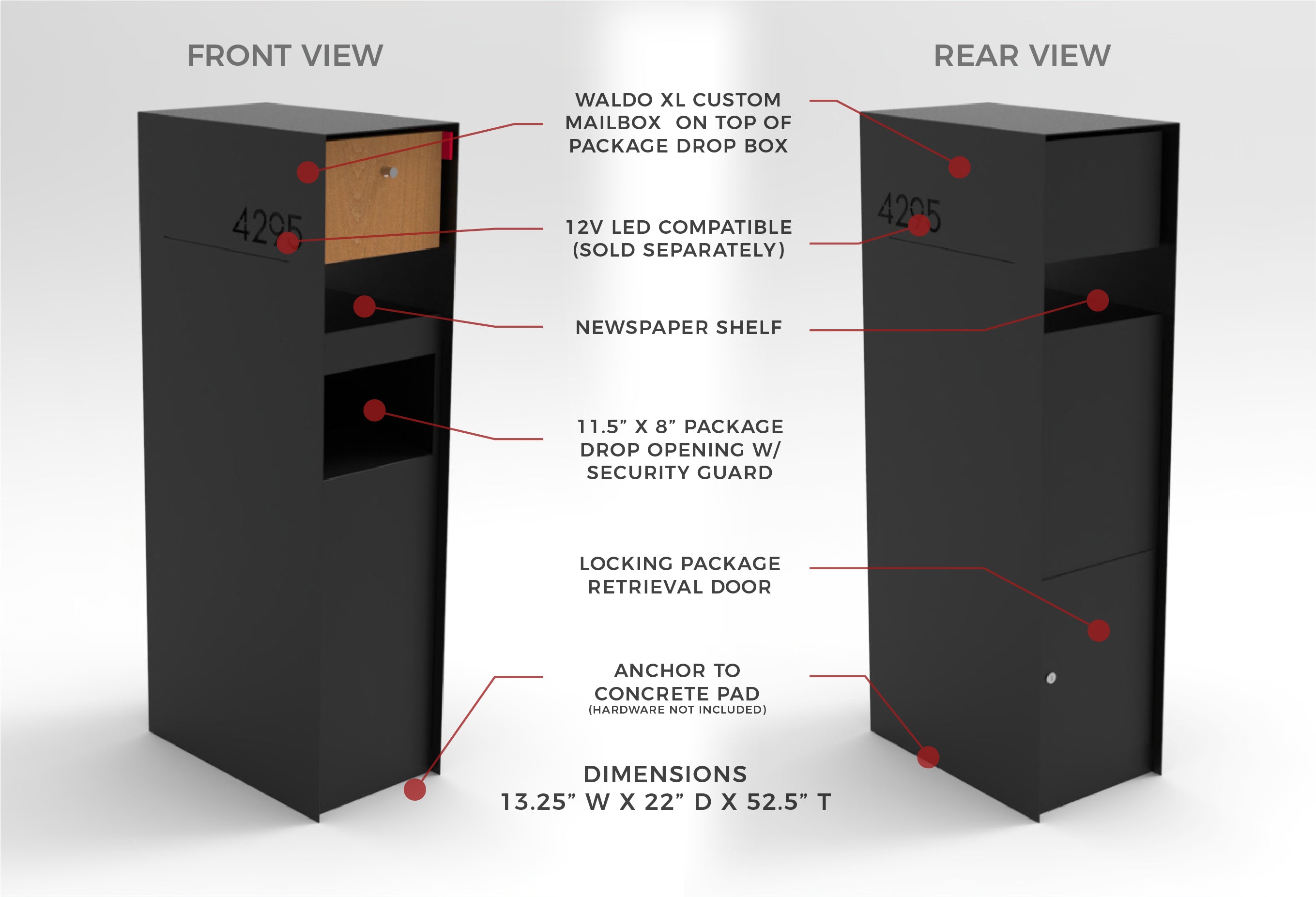 Waldo XL Custom Mailbox and Package Drop Box